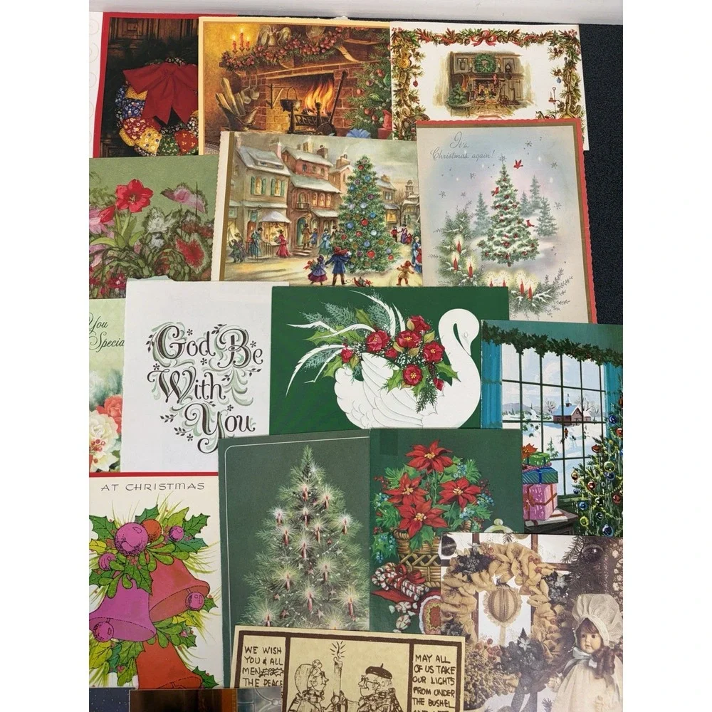 Vintage Christmas Cards Fronts ONLY Traditional Scrapbooking Decoupage Lot 50+